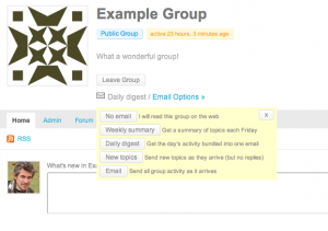 Email options on group pages